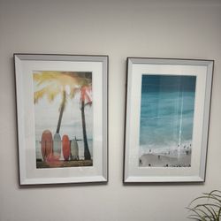2 Framed Beach Prints 
