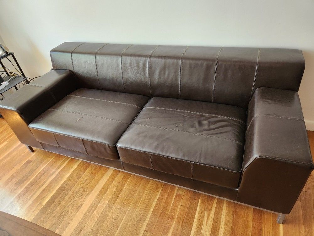 Leather Sofa, Dark Brown, IKEA