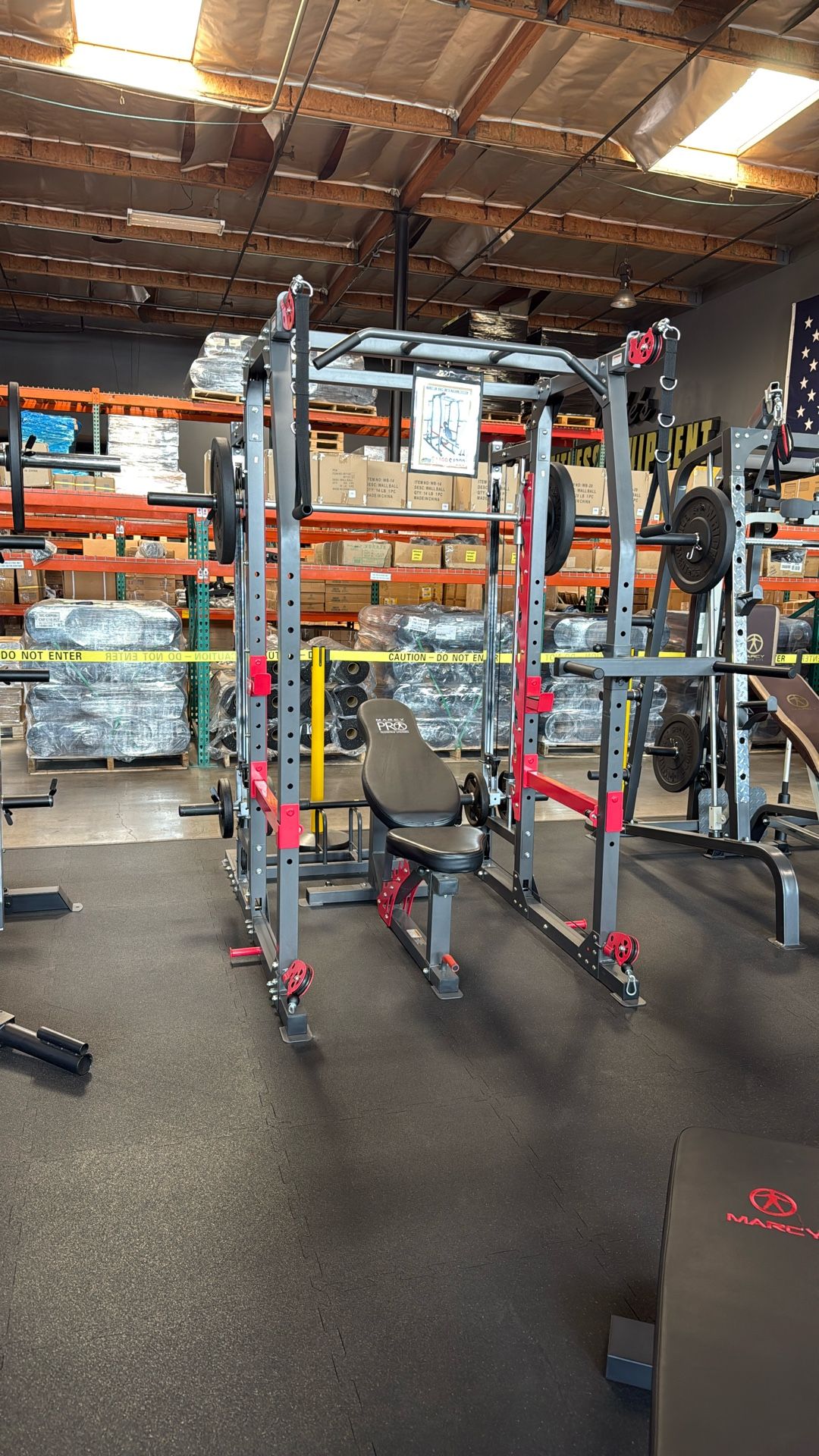 MARCY SM-4903 Home Gym Smith Machine Squat Rack Power Cage with Olympic Bench