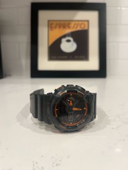 Casio G-Shock GA-110TS Gray Orange Cleaned, New Battery