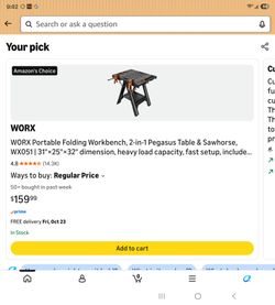 WORX Portable Folding Workbench and Sawhorse WX051
