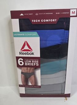 Reebok 6pk Tech Comfort Performance Low Rise Briefs Mens Medium