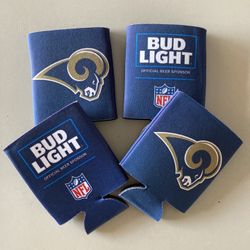 4 New Bud Light Rams Football Beer Koozies Cooler 