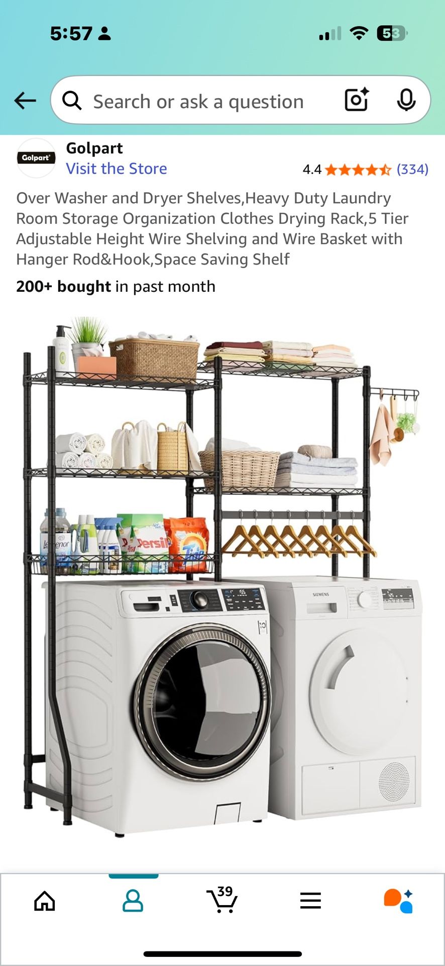 Storage Rack For Washer & Dryer