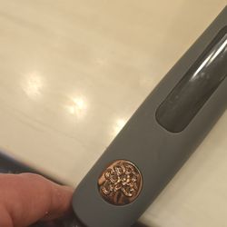 Gray Hair Straightener with Bronze Medallion