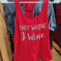 red tank "They Whine, I Wine" sz M like new