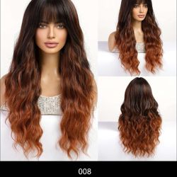 Black and red wavy long wig