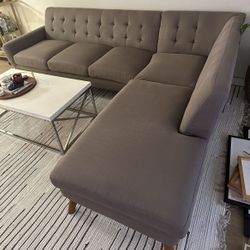 Light Gray Modern 2pc L-Shape Sectional Sofa