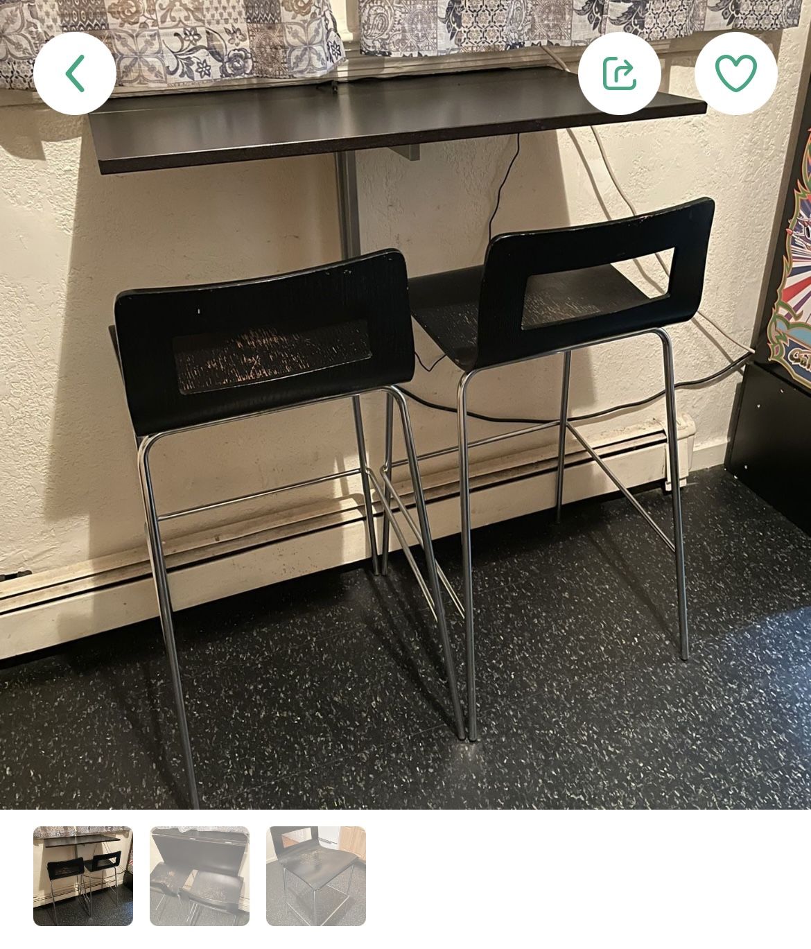 Folding breakfast Table w/ Bar Height Chairs