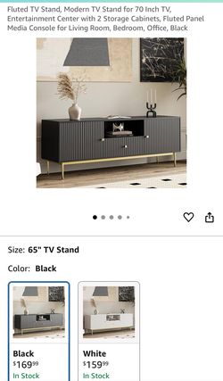 Fluted TV Stand, Modern TV Stand for 70 Inch TV, Entertainment Center with 2 Storage Cabinets, Fluted Panel Media Console for Living Room, Bedroom, Of