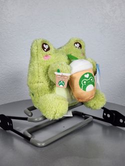 6" Plush Goals Green Coffee Sipping Wawa Frog Plush