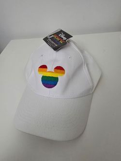 Disney Pride Rainbow Mickey White Baseball Cap NWT