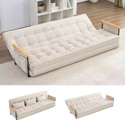 Muti-Functional Folding Floor Sofa Bed,3-Seater Lazy Futon Sofa with Pillows,6 Position Adjustable Backrest，Multiple Colors