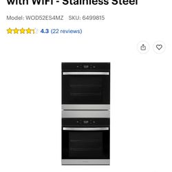NEW 24” WHIRLPOOL CONVENTION ELECTRIC DOUBLE OVEN SMART. FACTORY WARRANTY 4/27/25