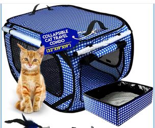Large Cat Dog Carrier Travel - Foldable & Portable Collapsible Kennel