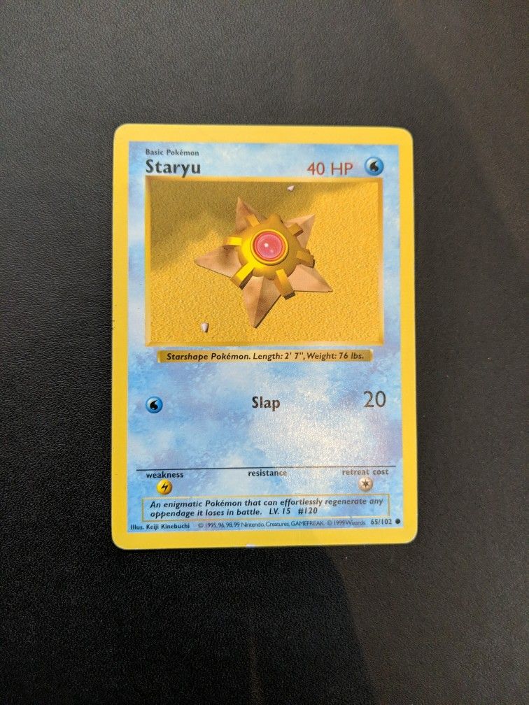 Staryu Shadowless Pokemon Card 65/102