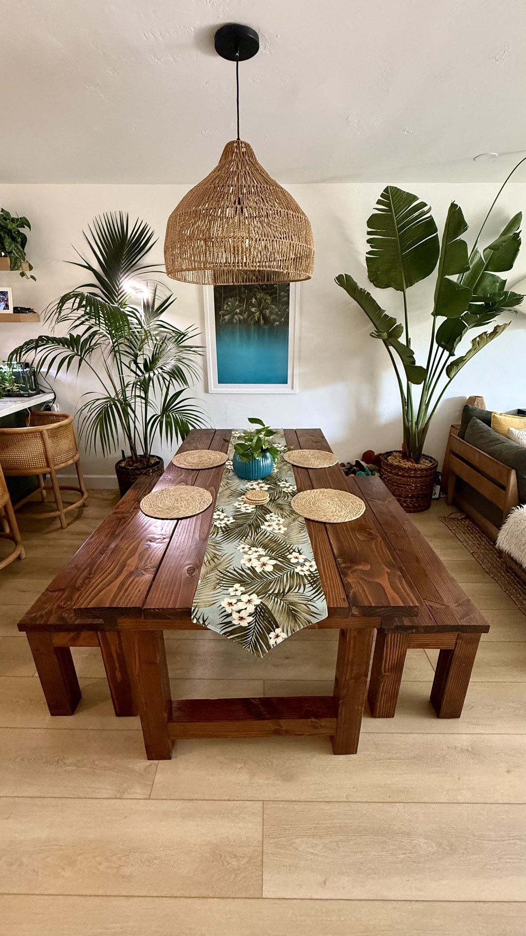 Custom Built Solid Wood Dining Table Benches Farmhouse Style Provincial