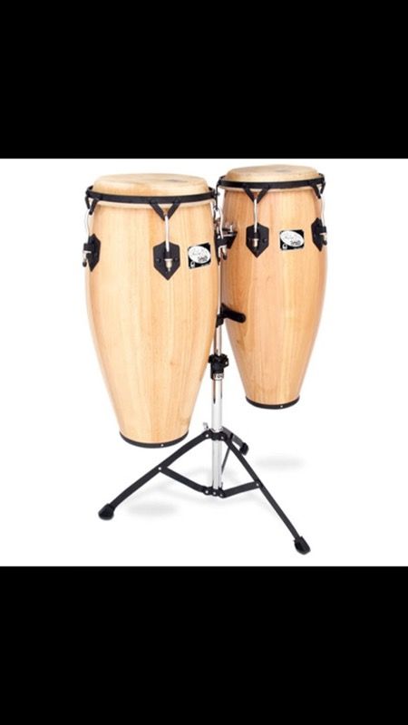 3 conga drums with stand