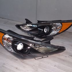 2011 to 2014 Hyundai Sonata Chrome OEM STYLE Headlights Luces Micas Calaveras faros Focos Luz