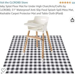 Baby Splat Floor Mat for Under High Chair/Arts/Crafts by CLCROBD, 51" Waterproof Anti-Slip Food Splash Spill Mess Mat, Washable Carpet Protector Mat a
