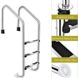 Swimming Pool Ladder, 3-Step In-Ground Stainless Steel 