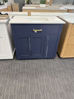37” Bathroom Vanity In Blue