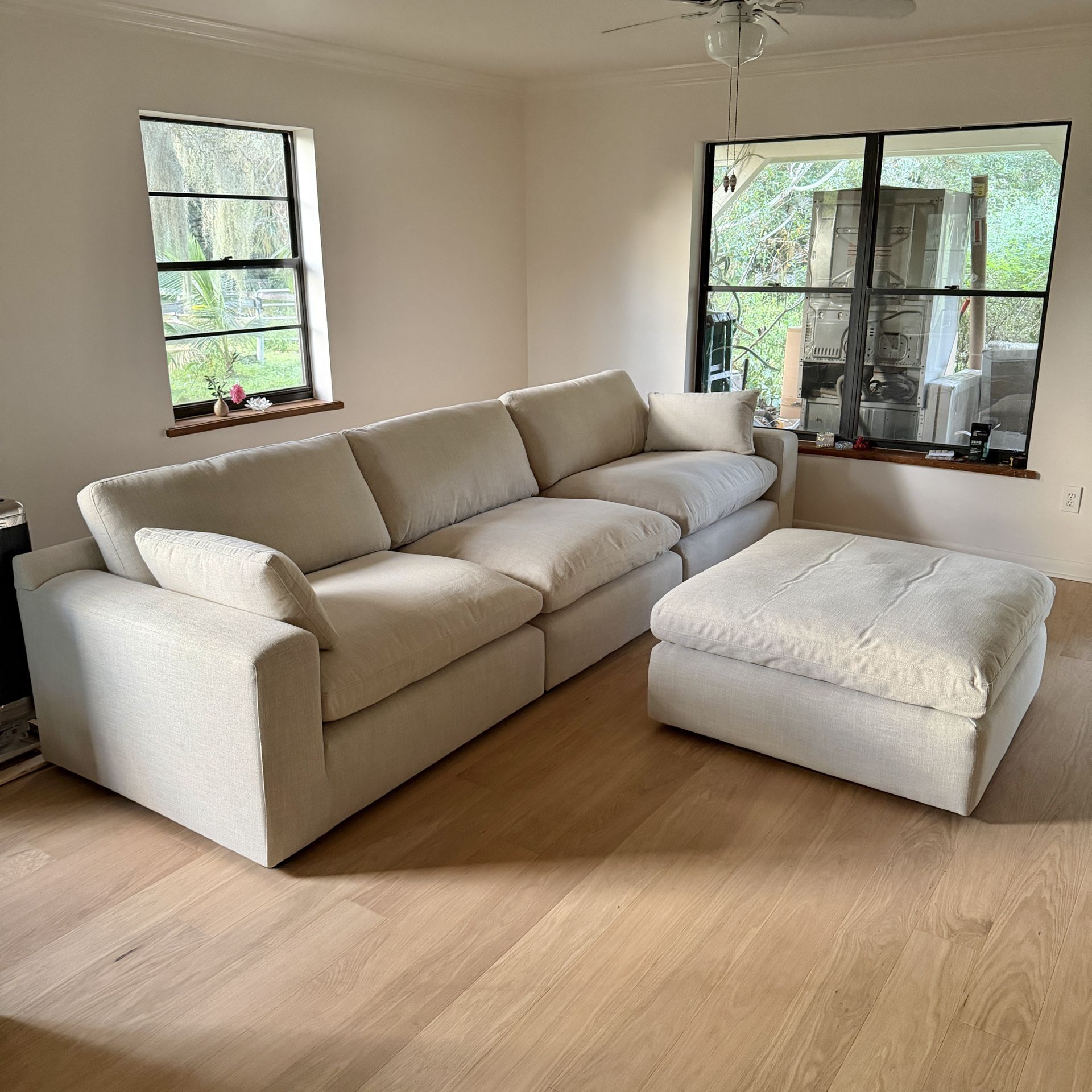 NEW Beige Linen Cloud Couch Sectional