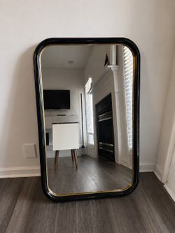 Large Black and Gold Rounded Rectangular Mirror