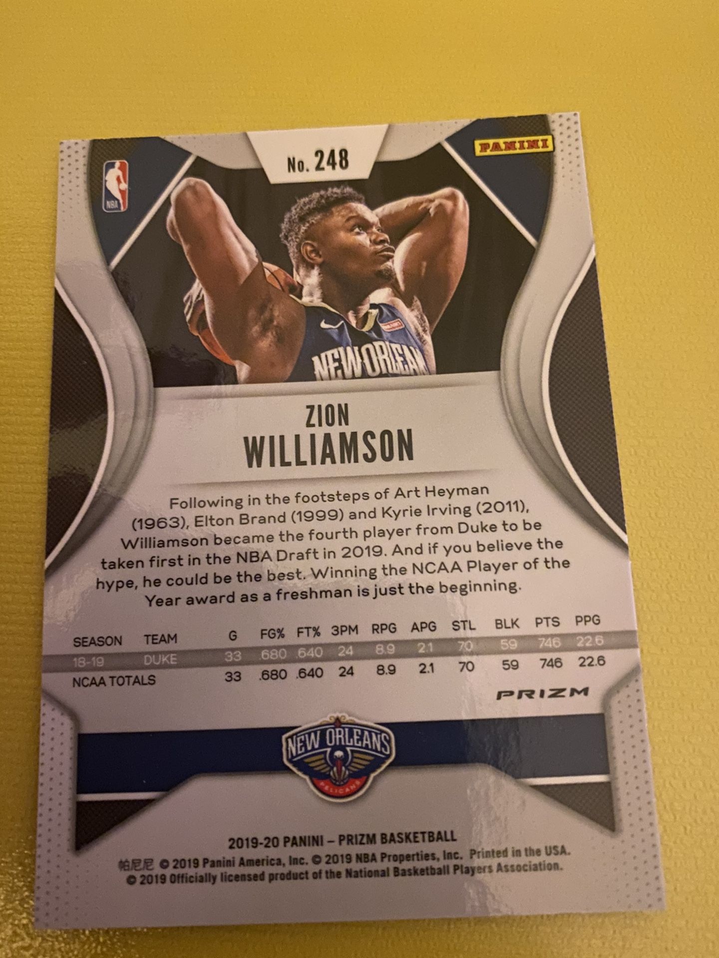2019 20 NBA Prizm Red white blue Prizm Zion Williamson