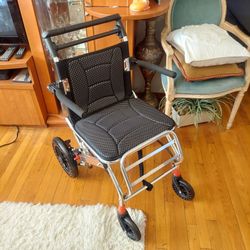 Ultra-Light Transport Wheelchair, Portable/ Foldable for Travel, 17.7" Seat Width