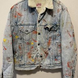 VTG 80s LEVIS  Made in USA Sherpa Lined Denim Trucker Jacket Mens Female