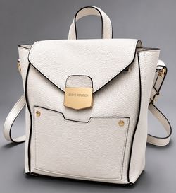 Steve Madden White Backpack Insulated Foil Lined Gold Hardware