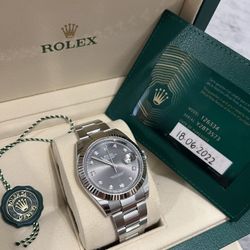 Rolex 41mm Grey Dial With Diamond