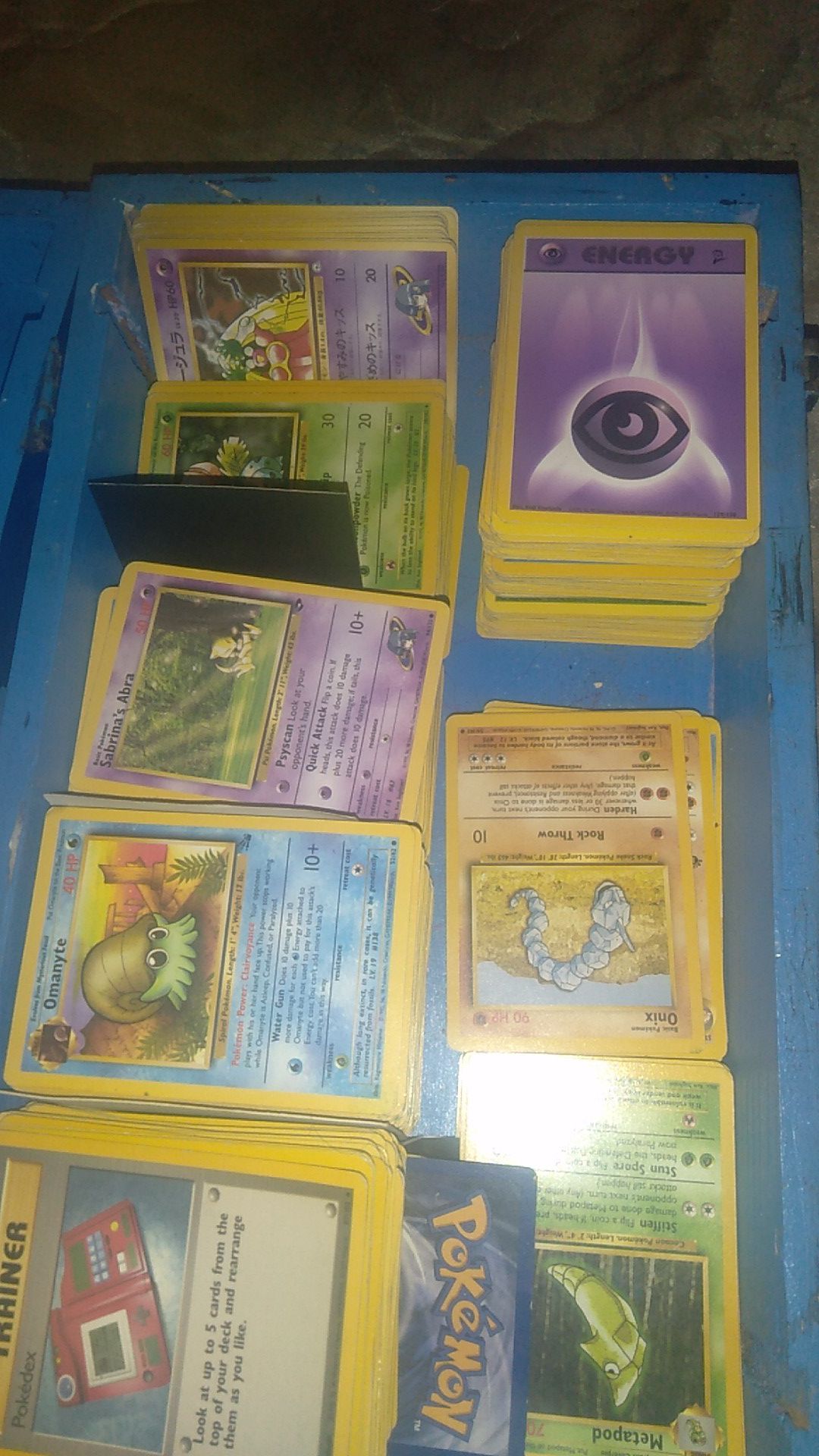 Barely used once Pokemon cards, training cards, Energy cards .... thiers 700+ pokemon cards