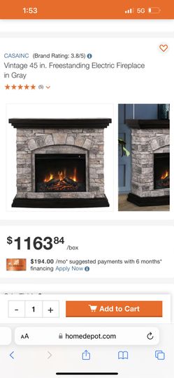 Brand New Vintage 45 in. Freestanding Electric Fireplace in Gray (5)