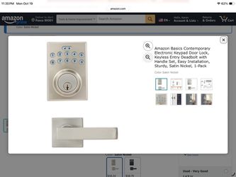 Amazon Basics Traditional Electronic Keypad Deadbolt Keyed Entry Satin Nickel