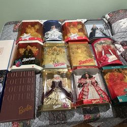 11 Christmas Barbies Unopened Boxes From 1988 To 2000 Christmas Barbies