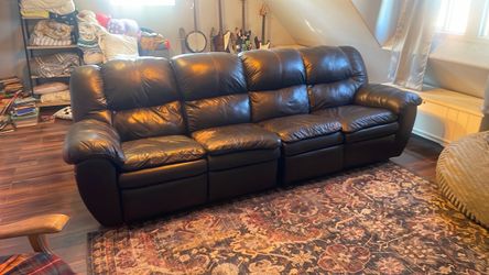 Leather reclining couch.