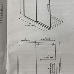 Mila shower 60” x 78 3/4” tempered Glass Door