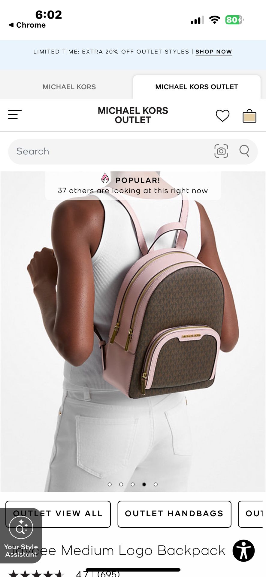 Michael Kors Jaycee Medium Logo Backpack New