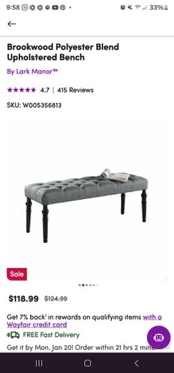 Brookwood Polyester Blend Upholstered Bench