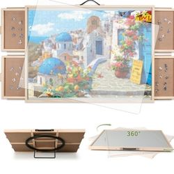 BuilderButler 1500 Pieces 2-in-1 Tilting & Rotating Puzzle Board, Portable Table 4 Drawers