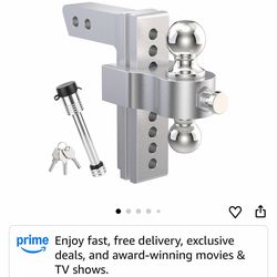 Adjustable Trailer Hitch, Drop Hitch Fits 2 Inch Receiver, (2" x 2-5/16") Dual Ball Mount Aluminum Tow Hitches, 8'' Drop/Rise - 12,500 LBS GTW for Tru