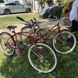 His And Her Murray Beach Cruiser Bikes In Great Shape