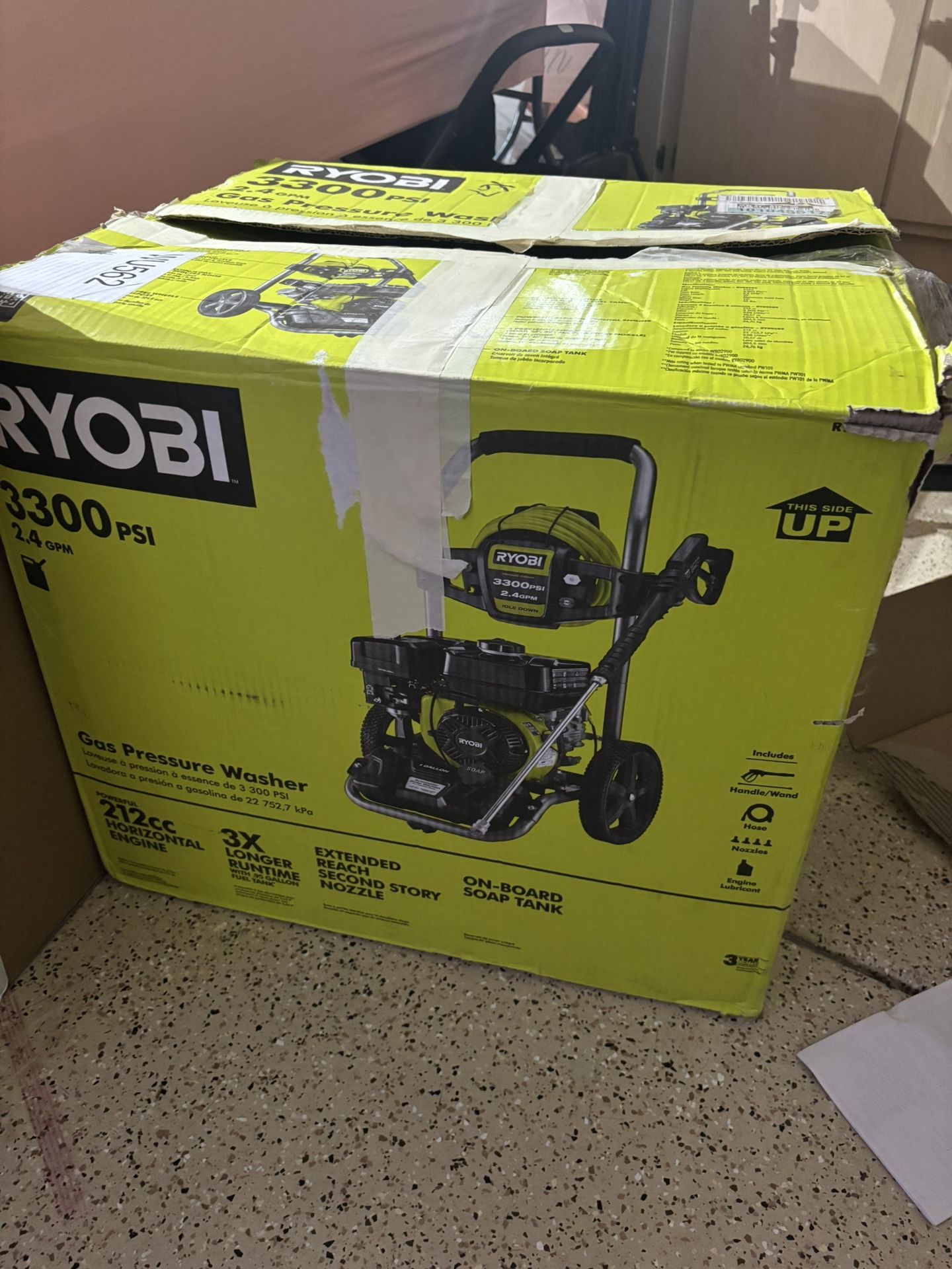 RYOBI 3300 psi gas pressure washer Honda engine