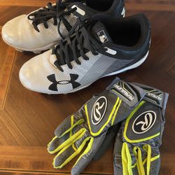 Under Armour Youth Cleats And Rawlings Batting Gloves 