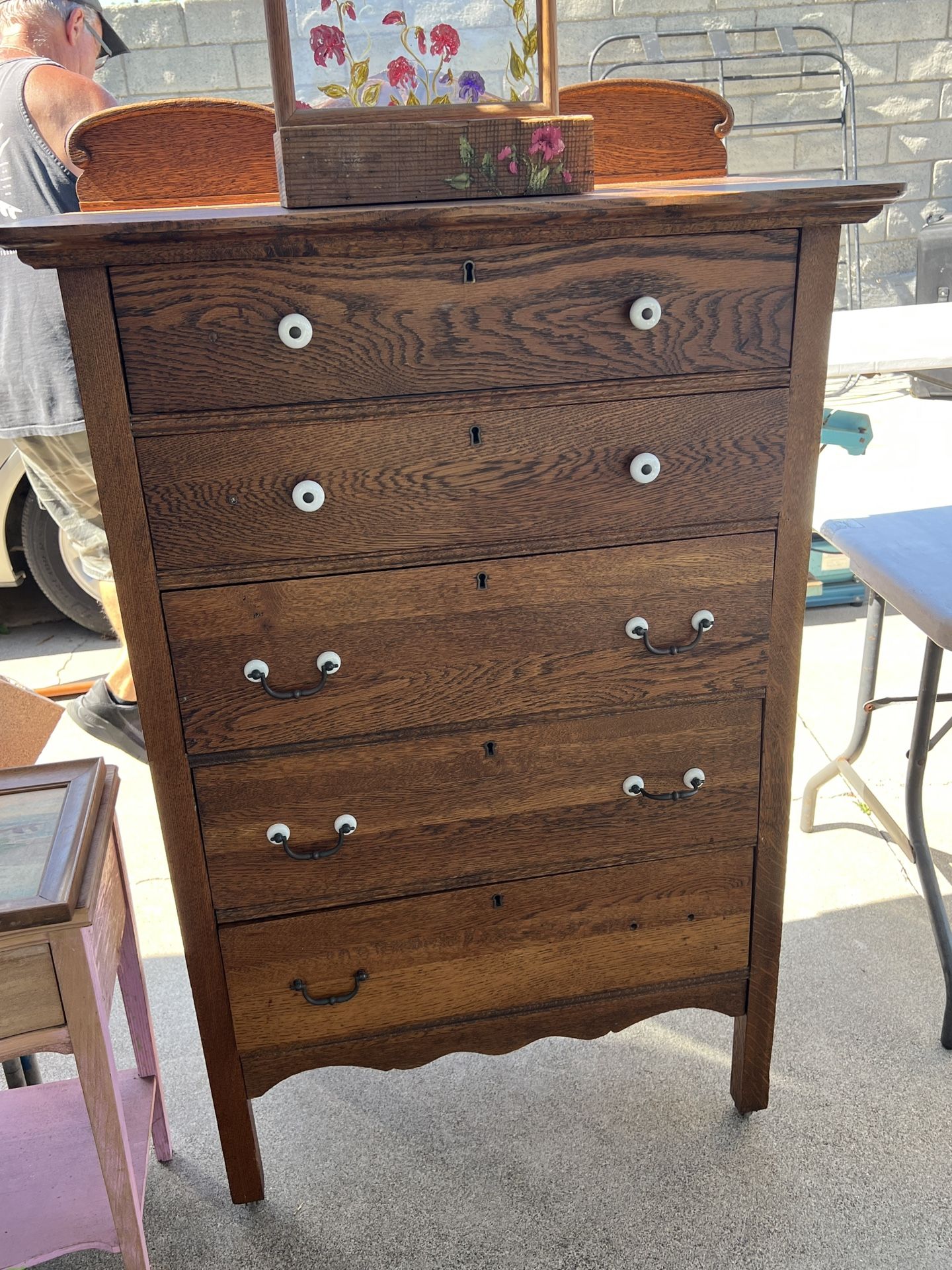 Antique Solid Oak Six Drawer Dresser