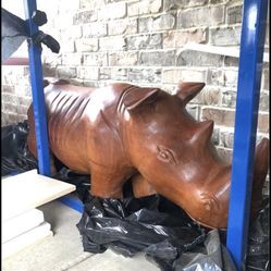 *RARE CUSTOM hand carved Khaya Ivorensis wooden Rhino imported from Africa