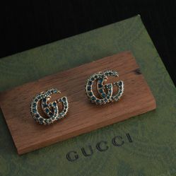 GG Blue Diamond Gold Stud Earrings 