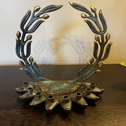 Vintage Brass Bronze Oil Menorah Pal-Bell #841 Religious Hanukkah